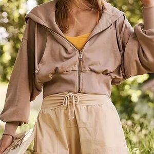 Lowkey zip up FP Movement by Free People Tan Zip-Up Hoodie
